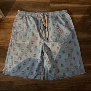 Psycho Bunny Light Blue Swim Trunks with Red Pattern